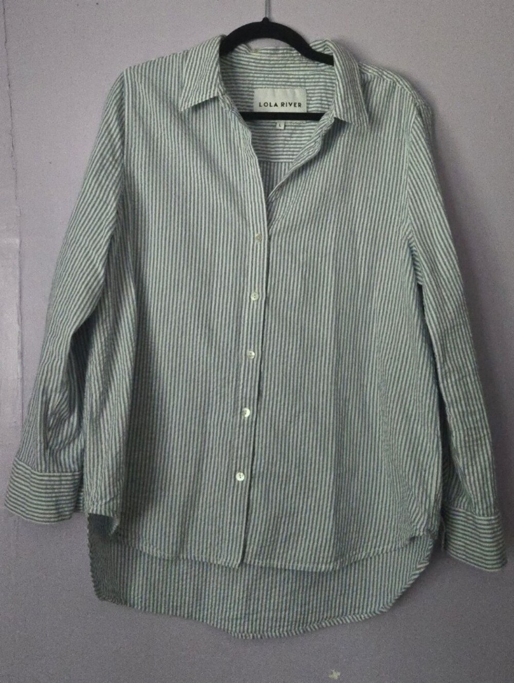 Lola River LRG Blue-White Striped Button-Up Shirt